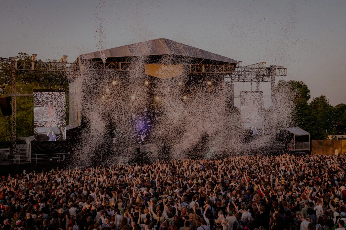 Image of stage and big crowd at Wide Awake Festival